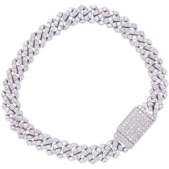 Silver Plated Rhinestone Cuban Link Iced Necklace - Picture 6 of 8